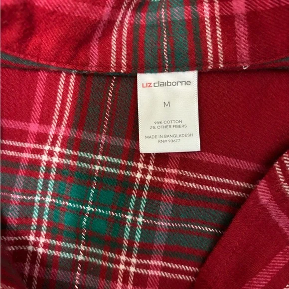 Liz Claiborne Red Plaid Women's Pajama Set - Picture 4 of 5